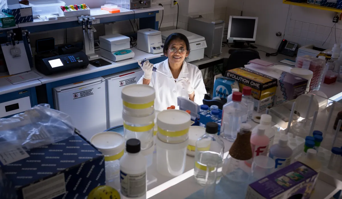 Feather ID Lab with woman staff member
