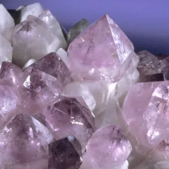 White and lavender quartz crystals