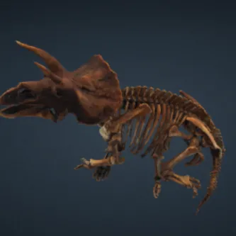 black background with 3D image of triceratops