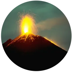 a volcano explodes